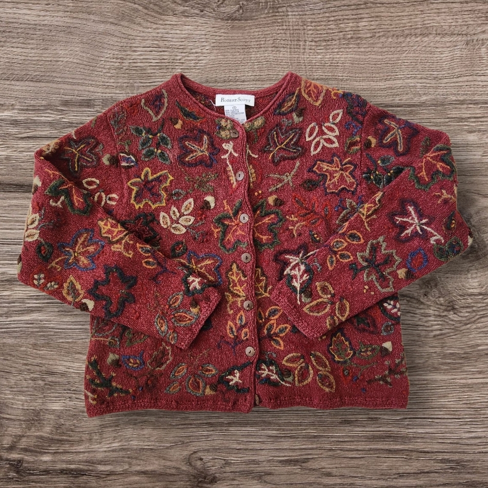 Women's Red Floral Sweater